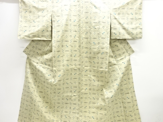 未使用品　絣柄織り出し手織り紬単衣着物